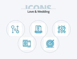 Love And Wedding Blue Icon Pack 5 Icon Design. letter. heart. wedding. passion. male vector