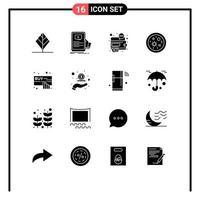 Pack of 16 creative Solid Glyphs of science life tutorial biology money Editable Vector Design Elements