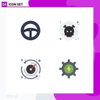 Editable Vector Line Pack of 4 Simple Flat Icons of car timer gas waste energy Editable Vector Design Elements