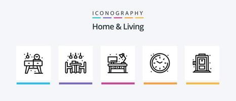 Home And Living Line 5 Icon Pack Including living. window. desk. living. table. Creative Icons Design vector
