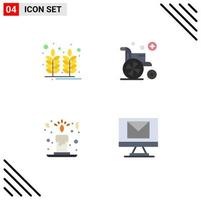 Modern Set of 4 Flat Icons and symbols such as farm candle light wheat wheel chair email Editable Vector Design Elements