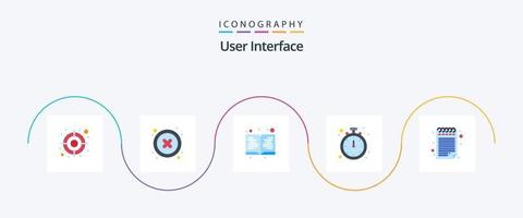 interfaz de usuario plana 5 paquete de iconos que incluye . icono de almohadilla. educación. nota. Temporizador vector