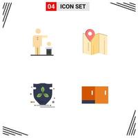 Editable Vector Line Pack of 4 Simple Flat Icons of bad eco recycling map protection Editable Vector Design Elements