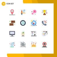 16 User Interface Flat Color Pack of modern Signs and Symbols of camera eye saint cup value gold Editable Pack of Creative Vector Design Elements