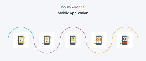 paquete de iconos planos de 5 aplicaciones móviles que incluye móvil. bolsa. vídeo transmitido en vivo. aplicación de vídeo vector