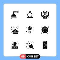 9 User Interface Solid Glyph Pack of modern Signs and Symbols of nature easter investment pot hot Editable Vector Design Elements