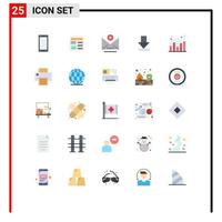 25 Universal Flat Color Signs Symbols of chart download picture dawn email Editable Vector Design Elements