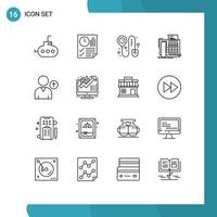 Group of 16 Modern Outlines Set for user avatar check in communication telephone Editable Vector Design Elements