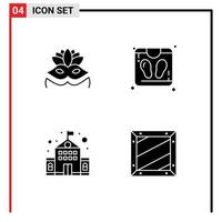 4 User Interface Solid Glyph Pack of modern Signs and Symbols of carnival mask box bathroom scale building design Editable Vector Design Elements