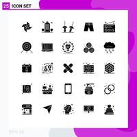 25 User Interface Solid Glyph Pack of modern Signs and Symbols of news communication sabre advertising clothing Editable Vector Design Elements