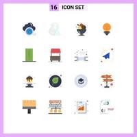 Set of 16 Commercial Flat Colors pack for biochemistry lab energy bulb party Editable Pack of Creative Vector Design Elements