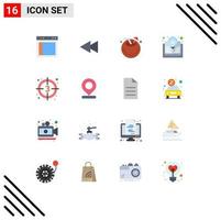 Universal Icon Symbols Group of 16 Modern Flat Colors of countdown bulb rewind book juice Editable Pack of Creative Vector Design Elements