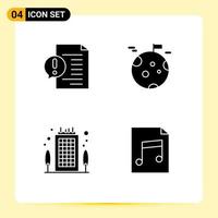 Set of 4 Commercial Solid Glyphs pack for communication building faq gas office Editable Vector Design Elements