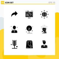 Pack of 9 Modern Solid Glyphs Signs and Symbols for Web Print Media such as farming man connection male christian Editable Vector Design Elements