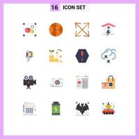 Group of 16 Modern Flat Colors Set for tiny measure zoom accuracy power Editable Pack of Creative Vector Design Elements