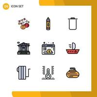 9 Filledline Flat Color concept for Websites Mobile and Apps fund webpage instagram browser bank account Editable Vector Design Elements