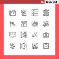 Stock Vector Icon Pack of 16 Line Signs and Symbols for injection full collage devices battery Editable Vector Design Elements