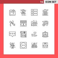 paquete de iconos de vector de stock de 16 signos y símbolos de línea para dispositivos de collage completo de inyección elementos de diseño de vector editables de batería