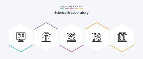 paquete de iconos de 25 líneas de ciencia que incluye química. experimento. ciencia. química. ciencia vector