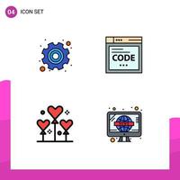 4 Filledline Flat Color concept for Websites Mobile and Apps day festival labour code valentine Editable Vector Design Elements