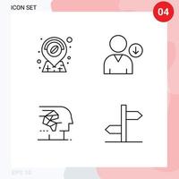 Editable Vector Line Pack of 4 Simple Filledline Flat Colors of coffee human down android direction Editable Vector Design Elements