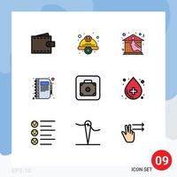 Set of 9 Modern UI Icons Symbols Signs for diary business helmet book real estate Editable Vector Design Elements