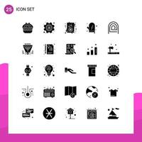 Modern Set of 25 Solid Glyphs and symbols such as pattern fingerprint love finger glove Editable Vector Design Elements