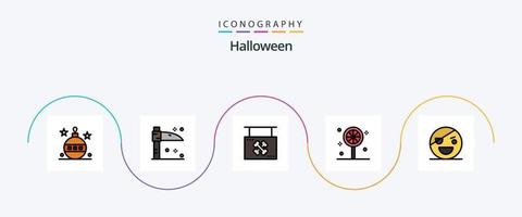 paquete de iconos de 5 planos llenos de línea de halloween que incluye horror. día festivo. junta. Víspera de Todos los Santos. firmar vector