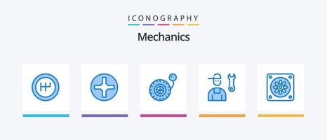 Mechanics Blue 5 Icon Pack Including . avatar. fan. service. Creative Icons Design vector