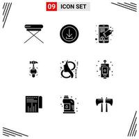 Stock Vector Icon Pack of 9 Line Signs and Symbols for eight tool we break hammer Editable Vector Design Elements