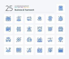 Business And Teamwork 25 Blue Color icon pack including business. mobile. arrow. account. quality badge vector