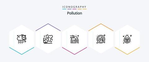 Pollution 25 Line icon pack including pollution. drop. pollution. clean. pollution vector