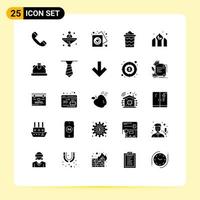 Pictogram Set of 25 Simple Solid Glyphs of asia vacation heart summer beach Editable Vector Design Elements