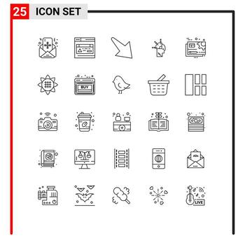 grupo de símbolos de iconos universales de 25 líneas modernas de configuración de archivo documento mente programación elementos de diseño vectorial editables vector