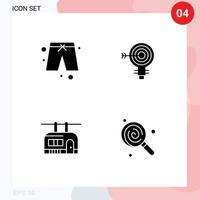 Pack of 4 creative Solid Glyphs of beach chair lift target solution transport Editable Vector Design Elements