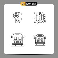 conjunto de 4 iconos de interfaz de usuario modernos símbolos signos para flecha conocimiento escolar imán camión elementos de diseño vectorial editables vector