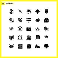 User Interface Pack of 25 Basic Solid Glyphs of share people cloud group light Editable Vector Design Elements