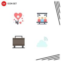 Modern Set of 4 Flat Icons Pictograph of balloon travel project user rainbow Editable Vector Design Elements