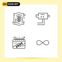 Line Pack of 4 Universal Symbols of agriculture year farm security infinite coin Editable Vector Design Elements