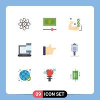 Group of 9 Flat Colors Signs and Symbols for done macbook checklist laptop computer Editable Vector Design Elements