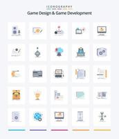 diseño de juegos creativos y desarrollo de juegos 25 paquete de iconos planos como el juego. desct. completo. juego de azar. juego vector