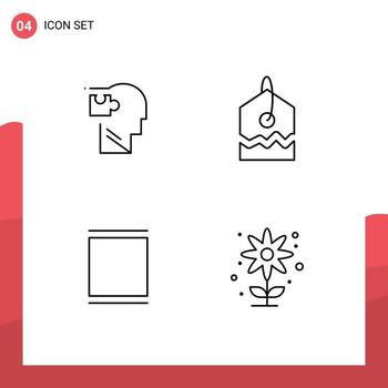 Mobile Interface Line Set of 4 Pictograms of human instagram puzzle over timeline Editable Vector Design Elements