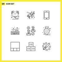 Pack of 9 Modern Outlines Signs and Symbols for Web Print Media such as user type speaker keyboard call Editable Vector Design Elements