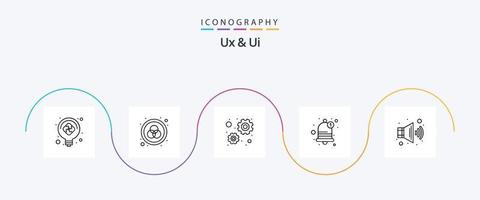 Ux And Ui Line 5 Icon Pack Including volume. audio. configuration. reminder. bell vector