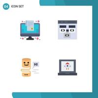 User Interface Pack of 4 Basic Flat Icons of bill conversational interfaces online shopping coding interface Editable Vector Design Elements