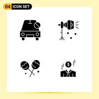 Universal Icon Symbols Group of 4 Modern Solid Glyphs of car studio light off light confectionery Editable Vector Design Elements