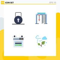 Pack of 4 Modern Flat Icons Signs and Symbols for Web Print Media such as key login security sport web Editable Vector Design Elements