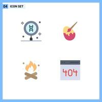 4 Creative Icons Modern Signs and Symbols of biology camp science easter fire Editable Vector Design Elements