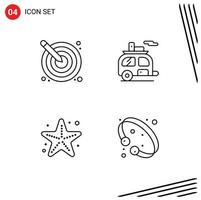 Modern Set of 4 Filledline Flat Colors and symbols such as arrow transport creativity camping sea Editable Vector Design Elements