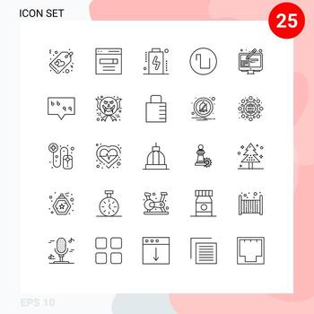 Editable Vector Line Pack of 25 Simple Lines of edit wave user square level Editable Vector Design Elements